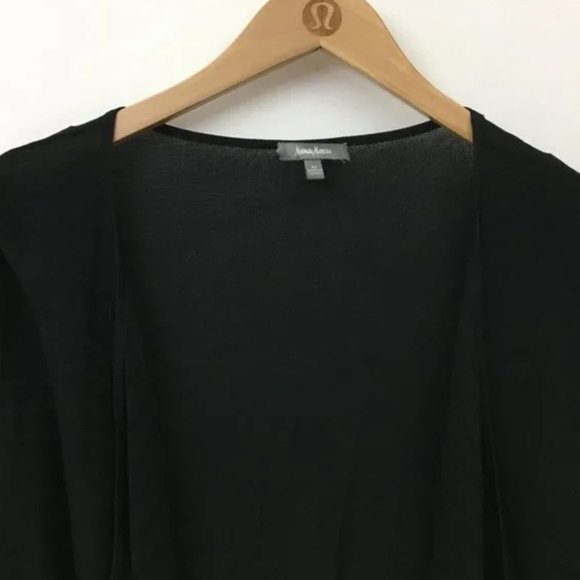 NEIMAN MARCUS RELAXED OPEN FRONT 3/4 SLEEVE PEAKED HEM CARDIGAN - Picture 5 of 9
